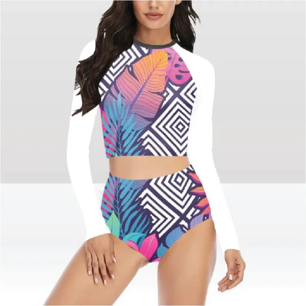 Ladies, New Age - Power Play Women Long Sleeve Bikini Set (ModelS27)