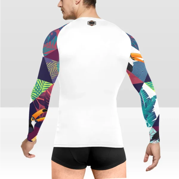 New Age - Triangles and Toucans Men's Long Sleeve Swim Shirt (Model S39) - Image 2