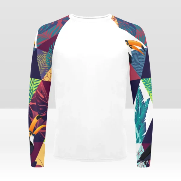 New Age - Triangles and Toucans Men's Long Sleeve Swim Shirt (Model S39) - Image 3