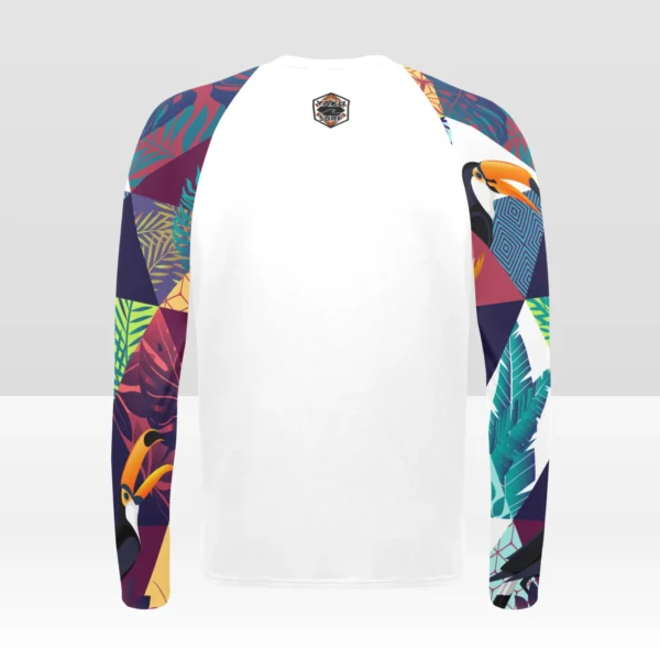 New Age - Triangles and Toucans Men's Long Sleeve Swim Shirt (Model S39) - Image 4