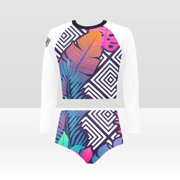 Ladies, New Age - Power Play Women Long Sleeve Bikini Set (ModelS27) - Image 3